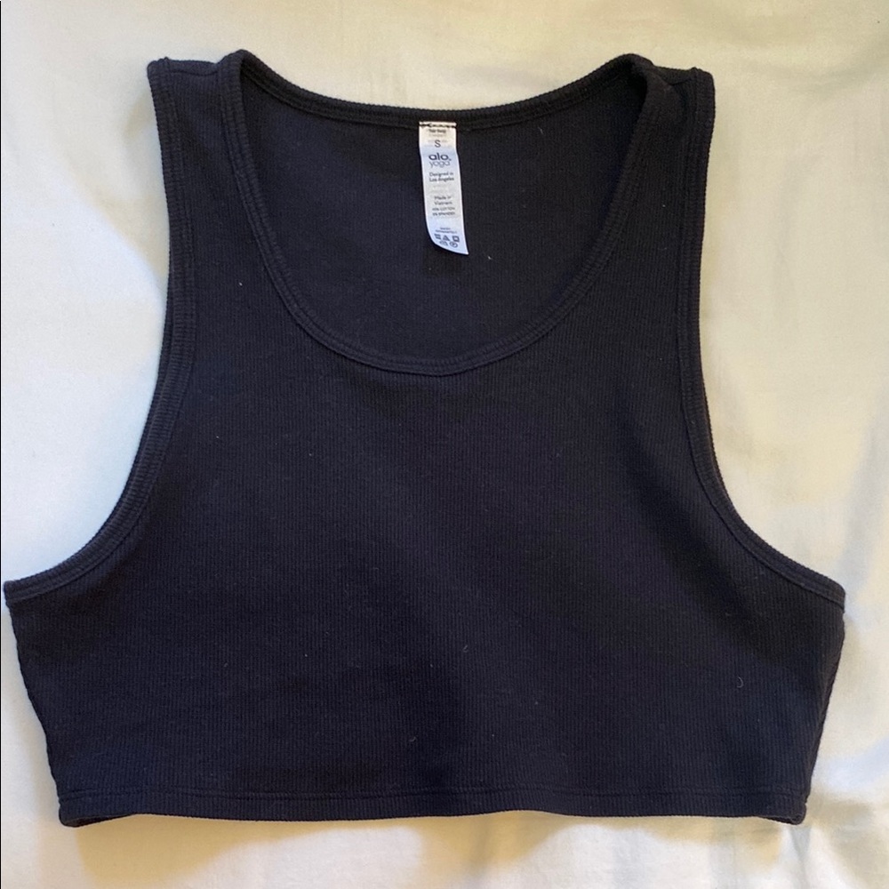 Alo Black Ribbed Vibe Tank